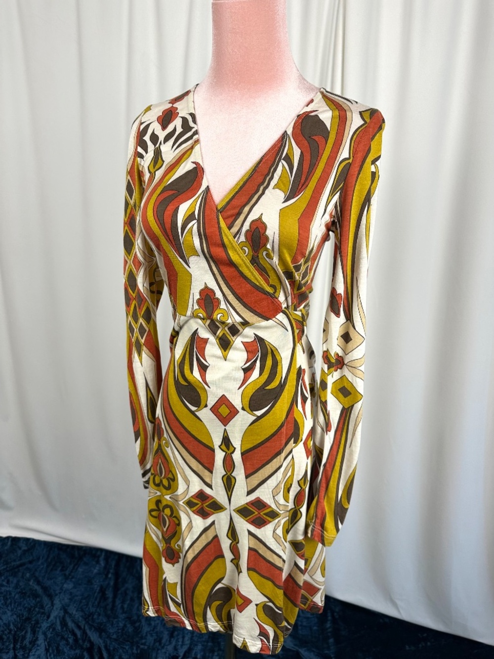 Vintage Crystal Candy USA Retro Geometric Wrap Dress XS - Picture 3 of 16